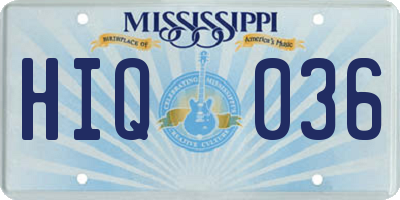 MS license plate HIQ036