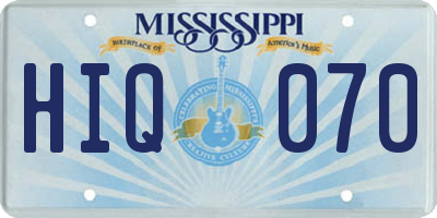MS license plate HIQ070