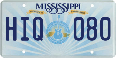 MS license plate HIQ080