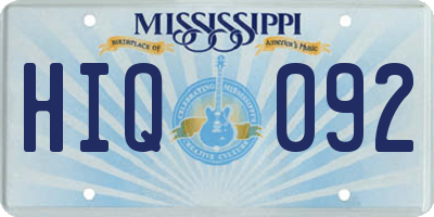 MS license plate HIQ092