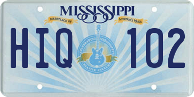 MS license plate HIQ102
