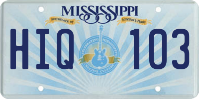 MS license plate HIQ103