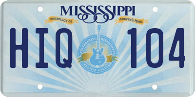 MS license plate HIQ104