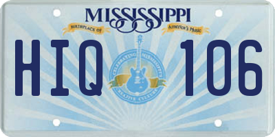 MS license plate HIQ106