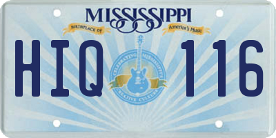 MS license plate HIQ116