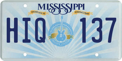 MS license plate HIQ137