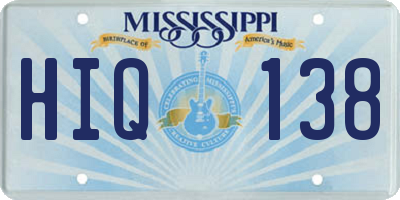 MS license plate HIQ138
