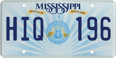 MS license plate HIQ196