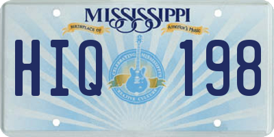 MS license plate HIQ198