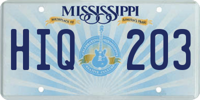 MS license plate HIQ203