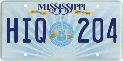 MS license plate HIQ204