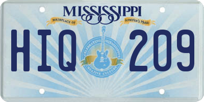 MS license plate HIQ209