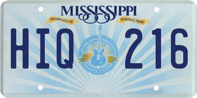 MS license plate HIQ216