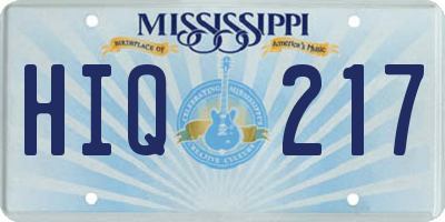 MS license plate HIQ217