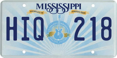 MS license plate HIQ218