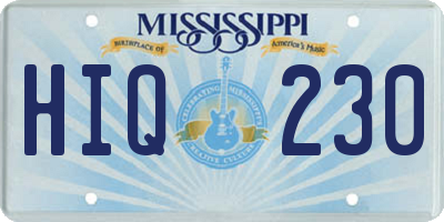 MS license plate HIQ230