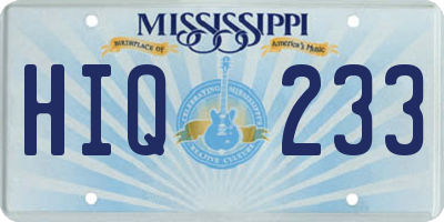 MS license plate HIQ233