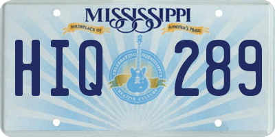 MS license plate HIQ289