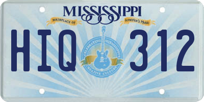 MS license plate HIQ312
