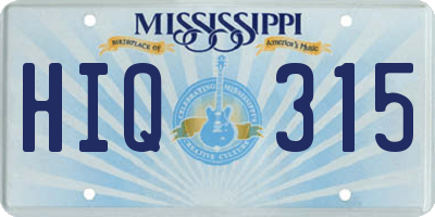 MS license plate HIQ315
