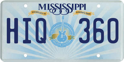 MS license plate HIQ360