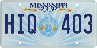 MS license plate HIQ403
