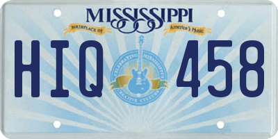 MS license plate HIQ458