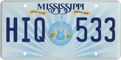 MS license plate HIQ533