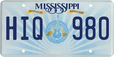 MS license plate HIQ980