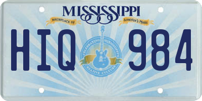 MS license plate HIQ984