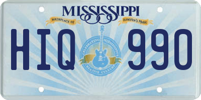 MS license plate HIQ990
