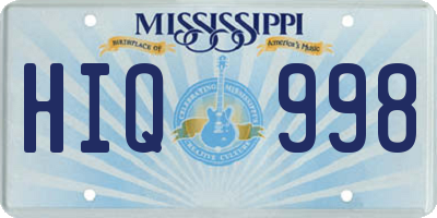 MS license plate HIQ998