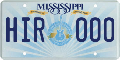 MS license plate HIR000