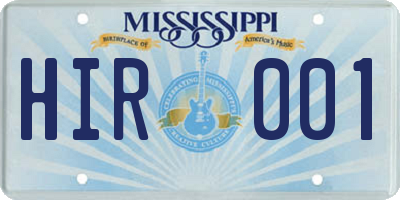 MS license plate HIR001