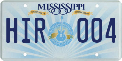 MS license plate HIR004
