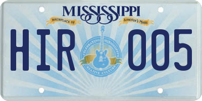 MS license plate HIR005