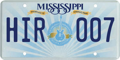 MS license plate HIR007
