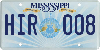 MS license plate HIR008
