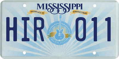 MS license plate HIR011