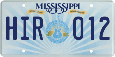 MS license plate HIR012