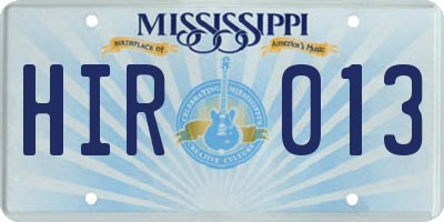 MS license plate HIR013