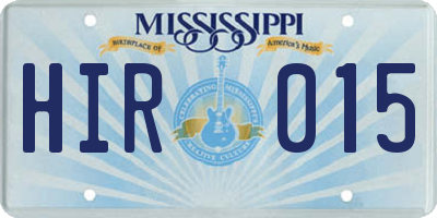 MS license plate HIR015