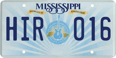 MS license plate HIR016