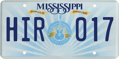MS license plate HIR017