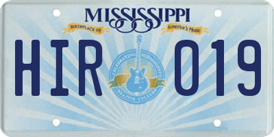 MS license plate HIR019
