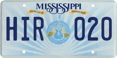 MS license plate HIR020