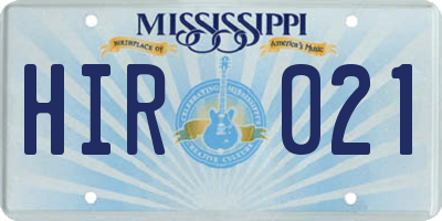 MS license plate HIR021