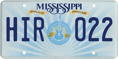 MS license plate HIR022
