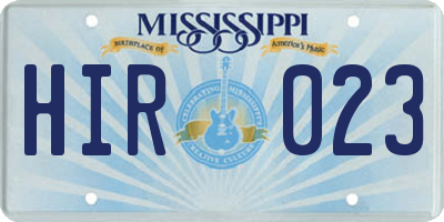 MS license plate HIR023