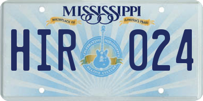 MS license plate HIR024